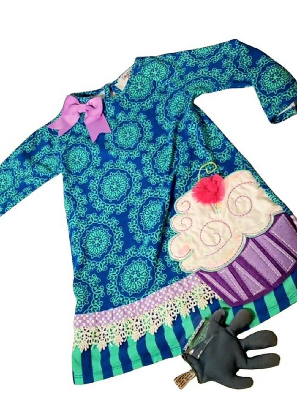 Counting Daisies Girls' 4T Ctn Dress Floral Cupcake Lace Applique Bow Embroidery